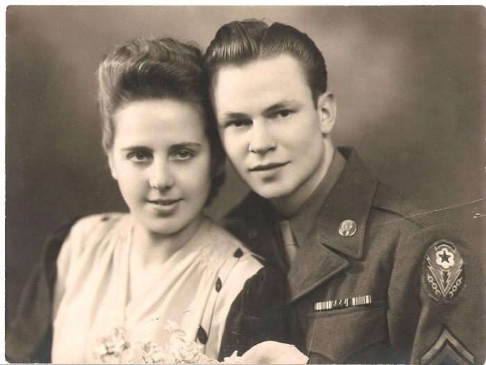 Huwelijksfoto van Simone en Cecil