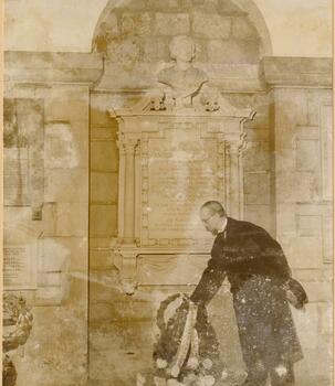 Camille Huysmans at a memorial in London