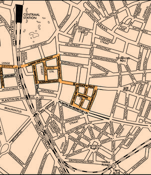 A map indicating the streets where the first raid took place