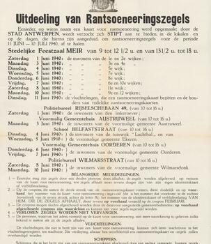 List of dates on which ration stamps were distributed