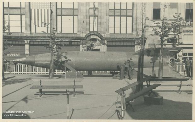 Exhibition of a V2 bomb in Groenplaats