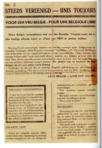 The clandestine publication 'Steeds Verenigd' of the newspaper of the Antwerp resistance