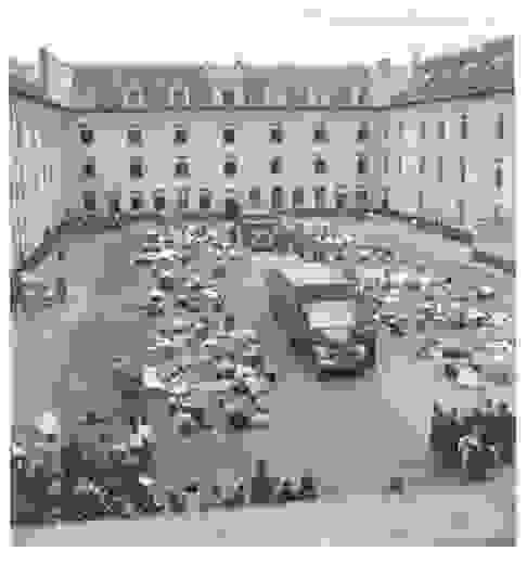 Jews reporting in the courtyard of the Dossin Barracks in Mechelen for compulsory work