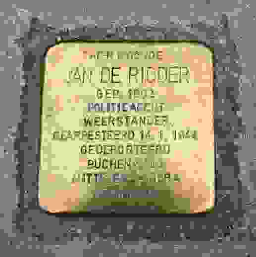 A Jewish Stolperstein for Jan De Ridder, born in 1902 and arrested on 14/1/1944